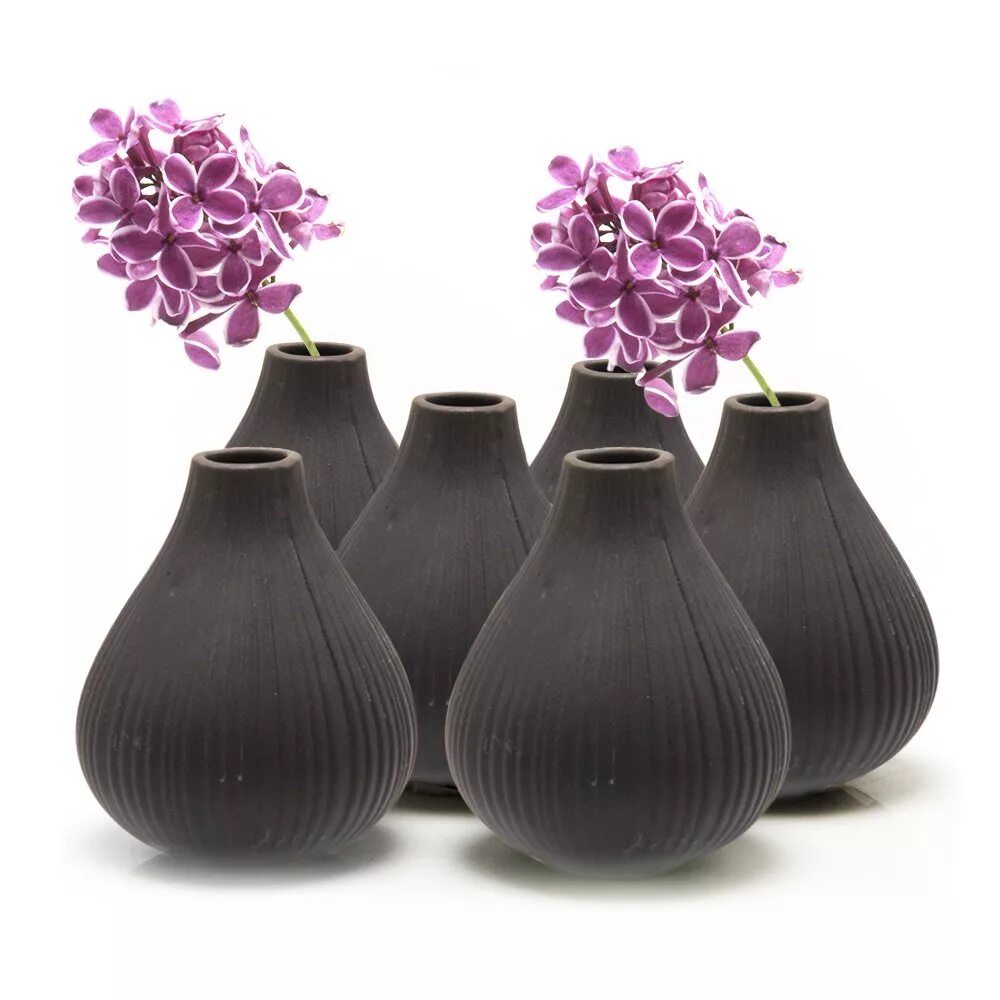 Black Vase. Ваза на стол с черными элементами. Ваза из черного стекла. Мини ваза.