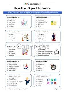 Object pronouns speaking activities