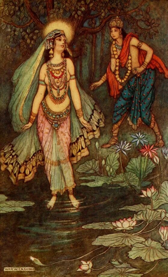 Уорвик Гобл индийские сказки. Warwick Goble (1862−1943) — indian Myth and Legend, 1913 год. Уорвик Гобл иллюстрации. Махабхарата Рамаяна, Панчатантра. Главная героиня этой индийской сказки