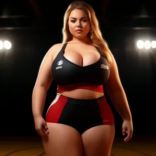 "Beautiful female basketball player , abnormally large bust, wide hips...