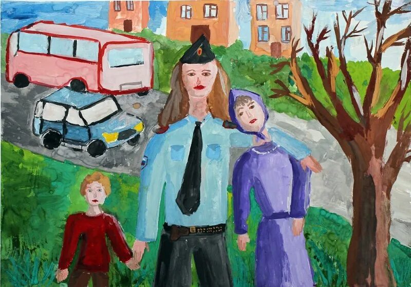 Нарисовать полицию ребенку