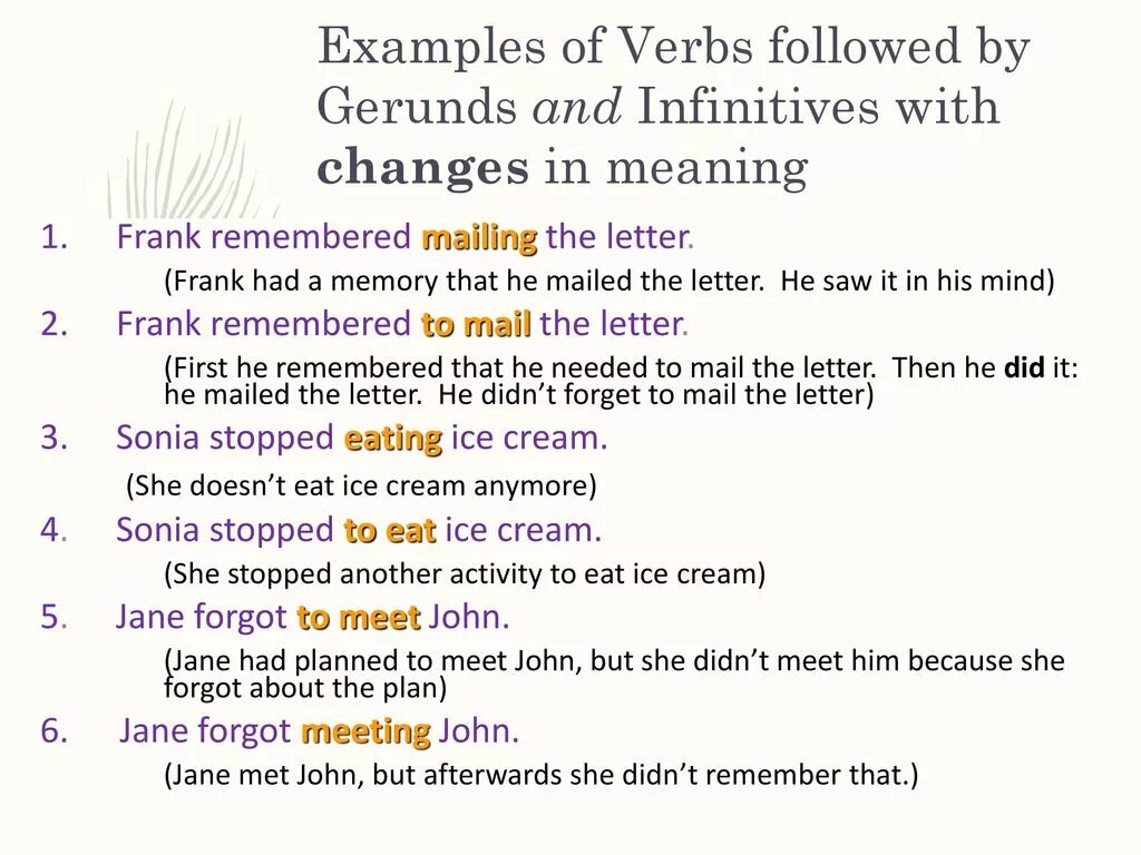 Verbs followed by ing or infinitive. Verbs followed by ing or infinitive