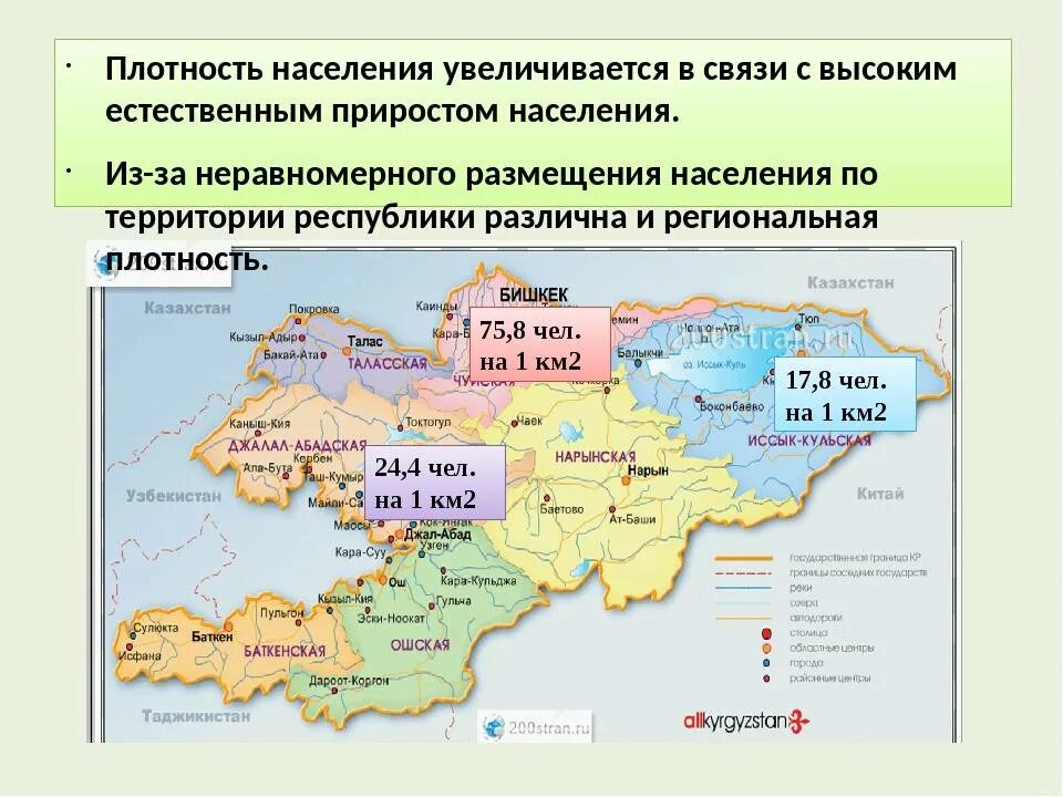 Сколько киргизов в россии. Плотность населения Киргизии. Административно-территориальное деление Кыргызской Республики. Карта плотности населения Киргизии. Карта населения Кыргызстана.