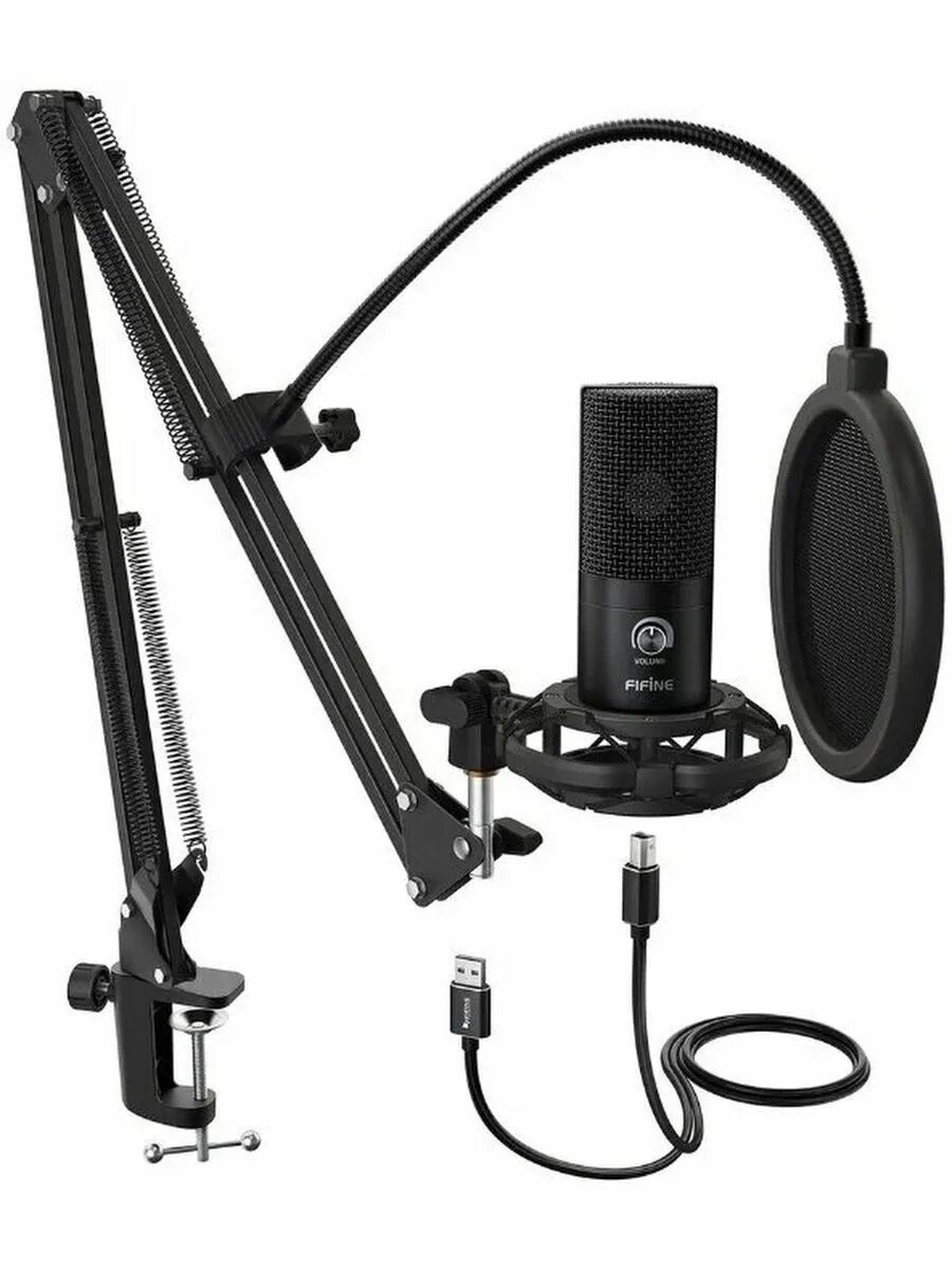 Fifine микрофон для стримов. Микрофон fifine t669, черный. микрофон студийный fifine t669. конденсаторный usb микрофон fifine t669. fifine t669 комплект.