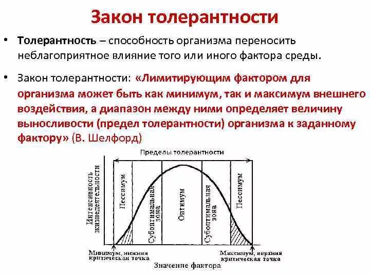 Закон толерантности в экологии. Закон толерантности оптимума. Графическое изображение закона толерантности в. Шелфорда. (Закон минимума, закон толерантности, закон лимитирующего фактора).. Закон оптимума это