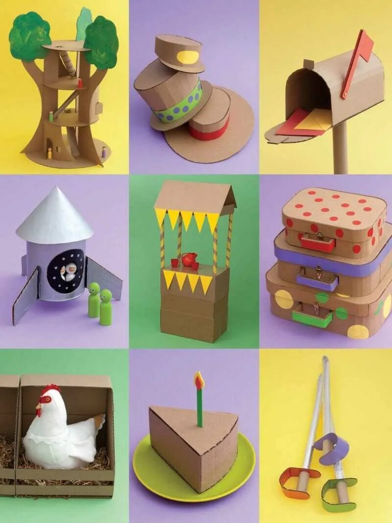 Какие предметы можно сделать. Поделки из картона. Поделки из картона для детей. Картонные поделки для детей. Поделки из картона и коробок.