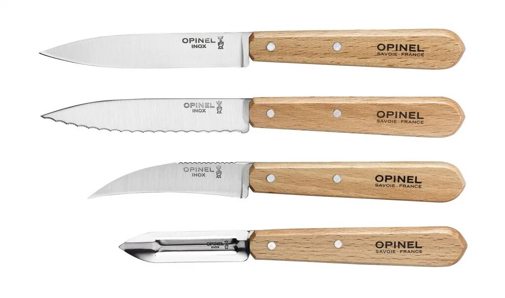 Ножи кухонные марки. Нож Opinel 112 набор кухонных ножей. Набор Opinel les essentiels 4 ножа. Опинель набор.112. Opinel 112 набор кухонных.