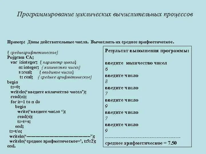Программирование циклических. Программирование циклических