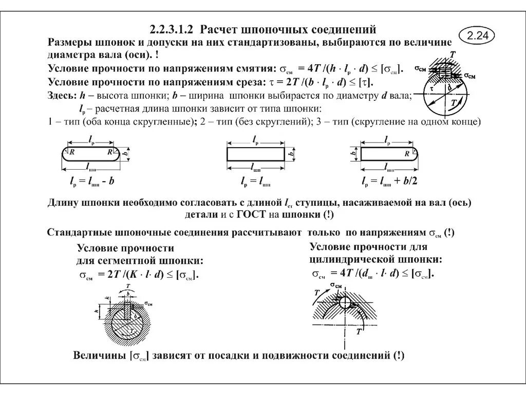 Условия прочности соединений. Формула прочности шпоночного соединения. Условие прочности шпоночного соединения на смятие. Соединения шпонка ПАЗ допуски. Расчет шпоночного соединения.