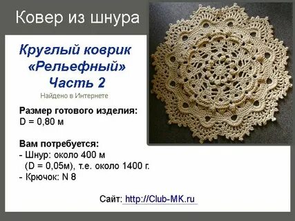 Схема для ковра из полиэфирного шнура