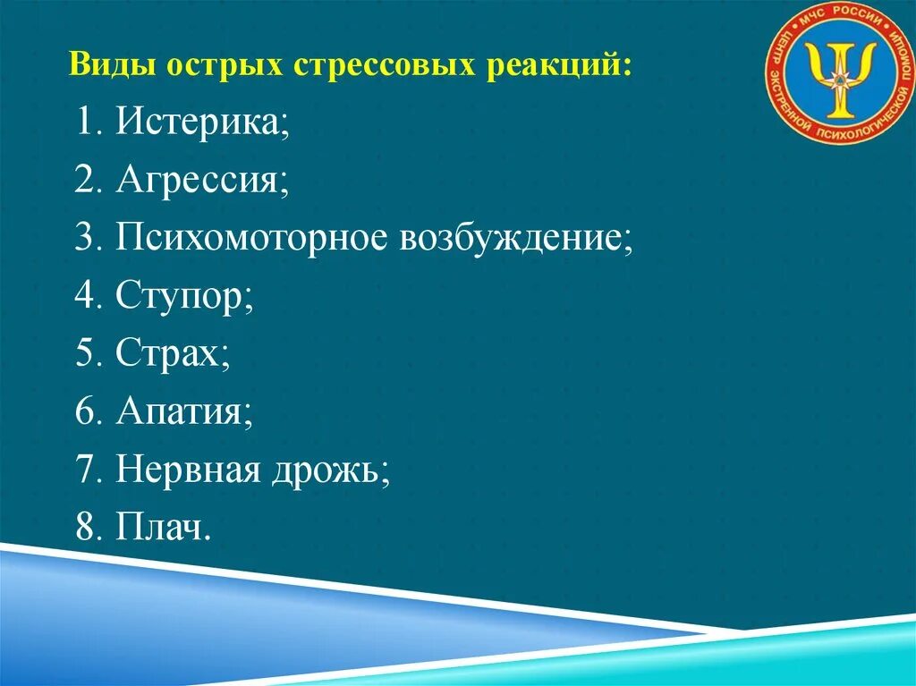 Виды стрессовых реакций. Типы проявления стрессовой реакции. Виды острых стрессовых реакци. Виды острых реакций
