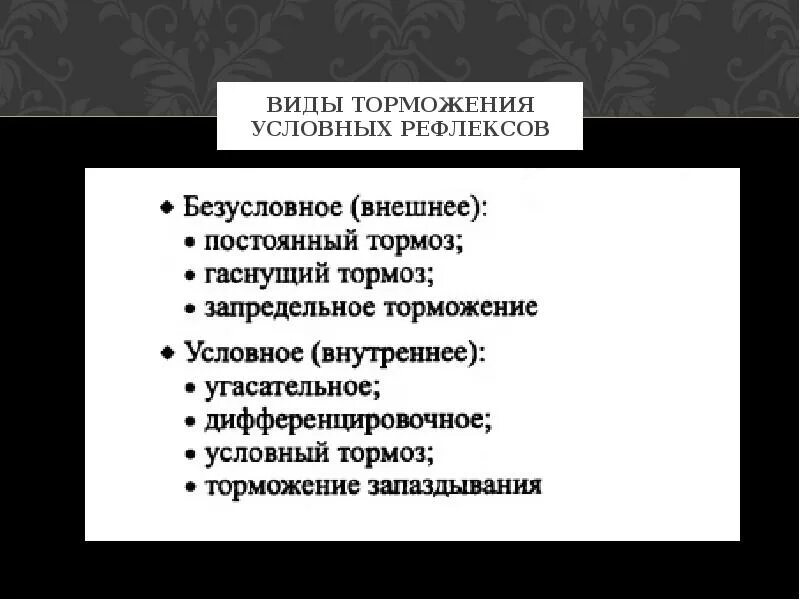 Внешнее торможение виды. Таблица торможение условных рефлексов. внешнее и внутреннее торможение условных рефлексов. виды условного торможения. виды внешнего торможения условных рефлексов.