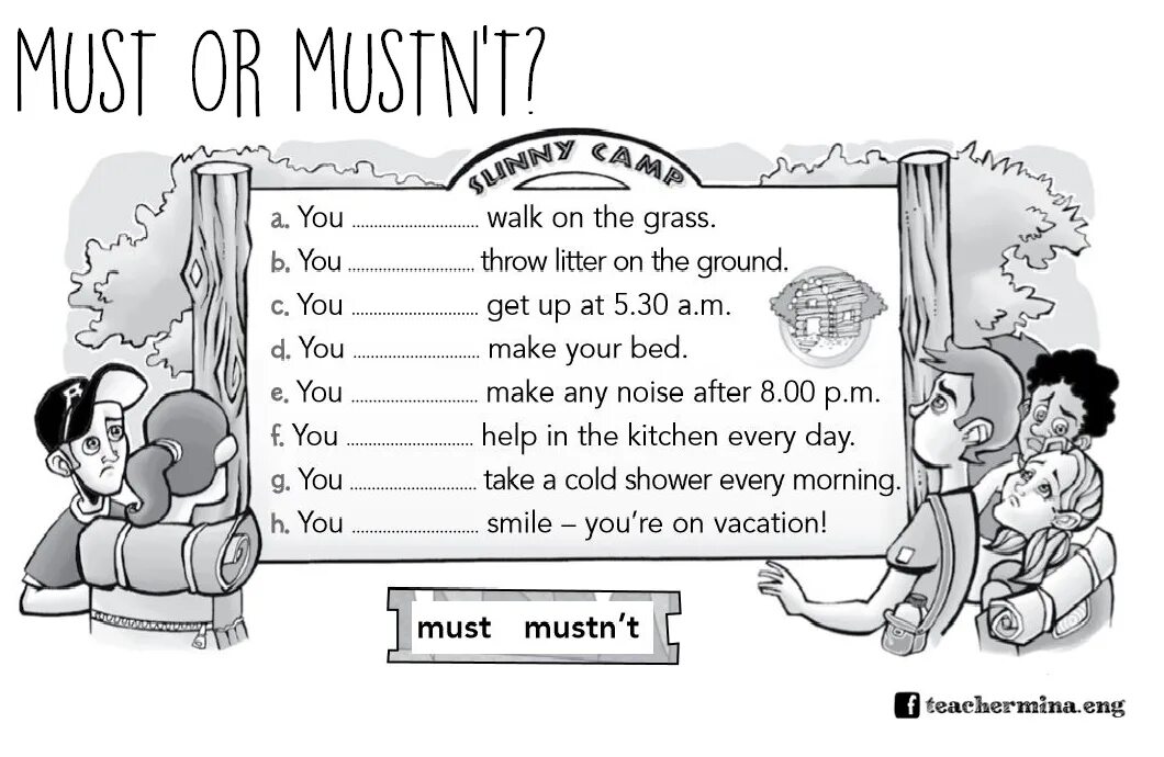 Fill in must mustn t. Fill in must mustn t