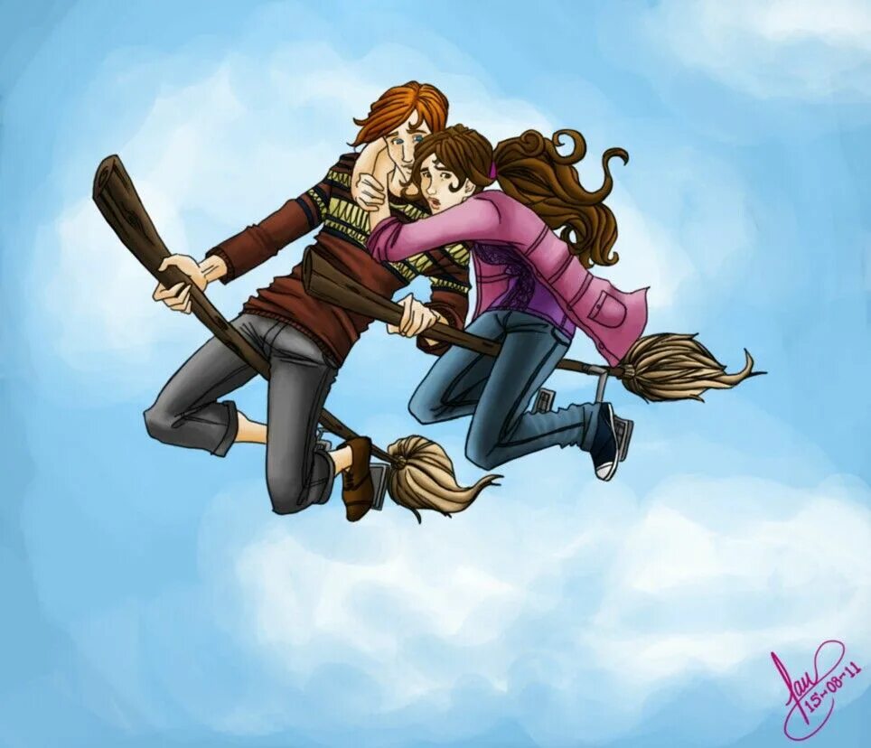 Flying lesson. Harry on Broomstick. Hermione Tickle. Джинни Уизли нарисовать мультяшную. Hermione on a Broomstick.