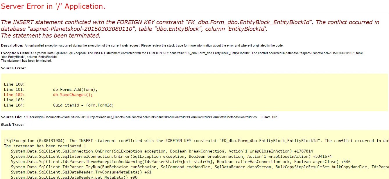 Foreign key error. Foreign key error