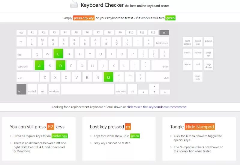Keyboard check. Keyboard checker. check keyboard. hidden test keyboard.