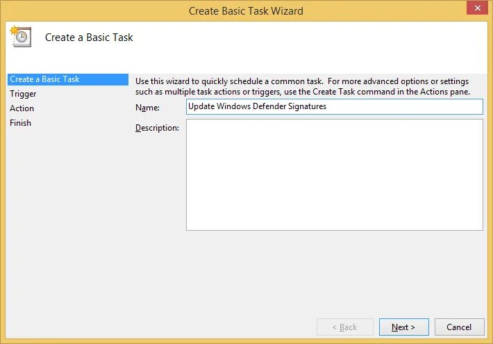 New task c. Windows defender частота обновления баз. basic creator. actions pane click on advanced settings, enable 32-bit applications. choose a folder task 1.