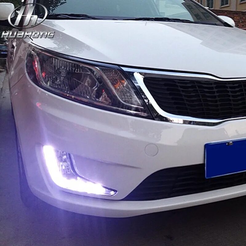 Led ПТФ Киа Рио 3. ДХО Рио 3. Ходовые огни Kia Rio 2014. ПТФ кия Рио 3 светодиодные.