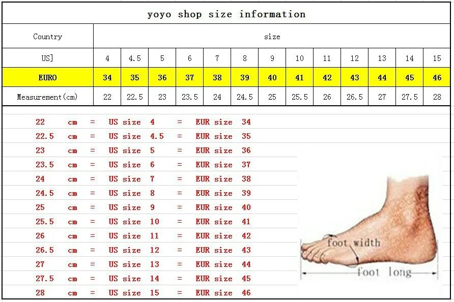 Таблица полноты ноги женской обуви