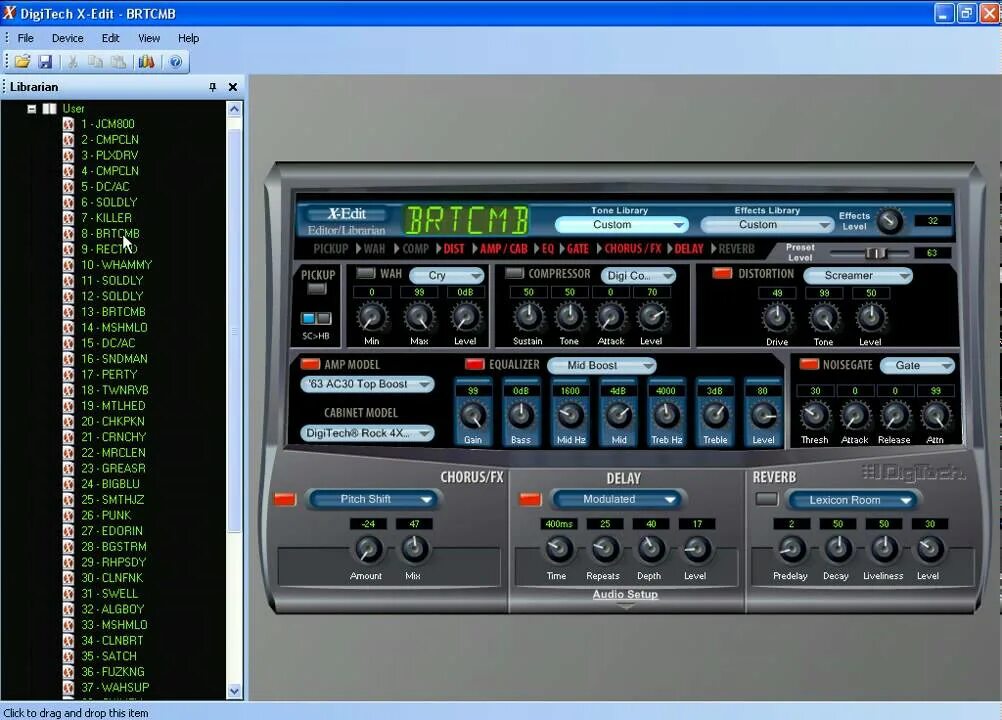 Tone lib. X-Edit. X-Edit Editor/Librarian. Digitech rp155. Digitech x Series Reprogramming.