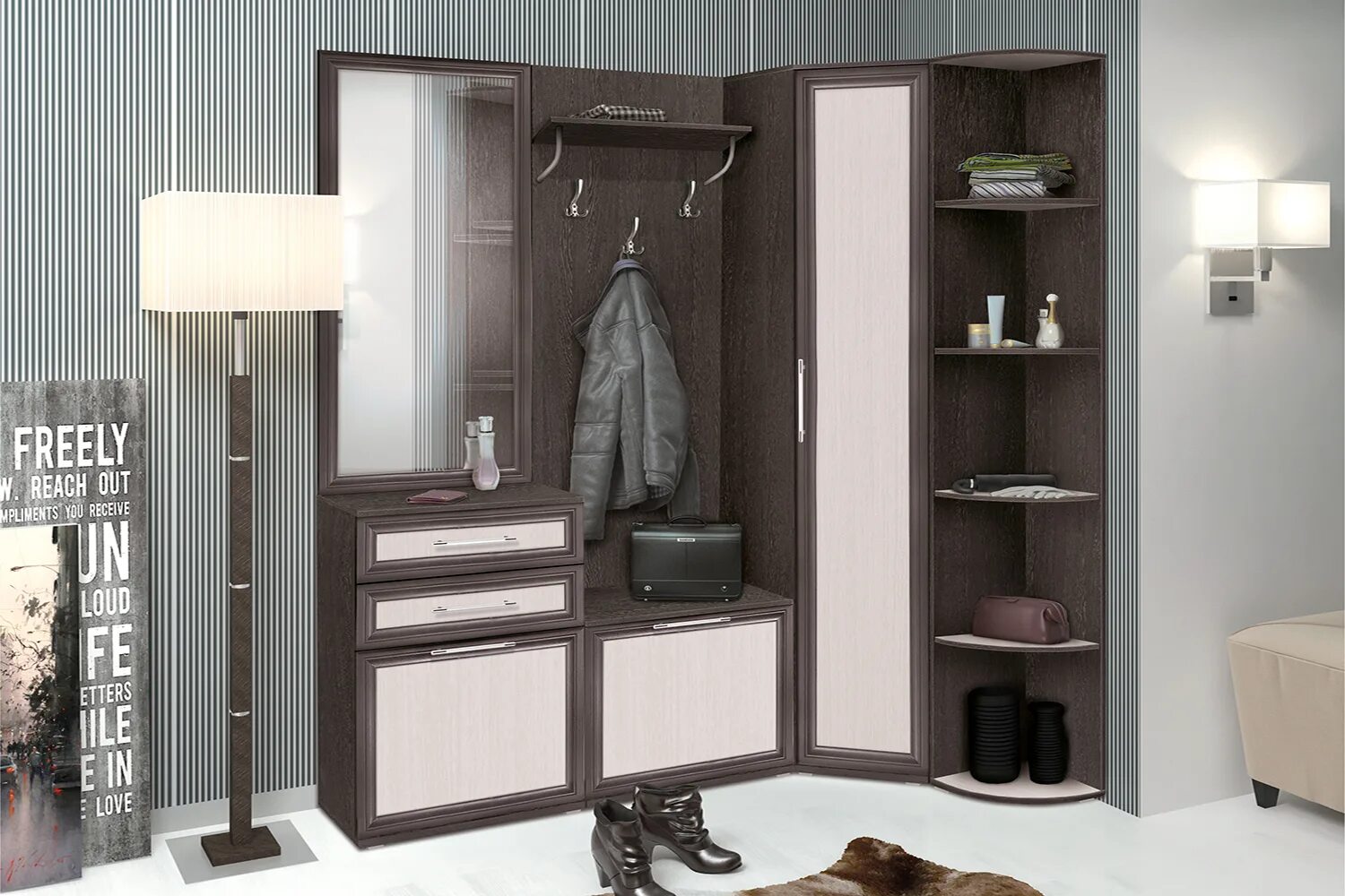 польская мебель прихожая. прихожие модульные системы. модульная прихожая денвер тэкс. денвер шкаф угловой тэкс. фабрика зарон прихожая монако.