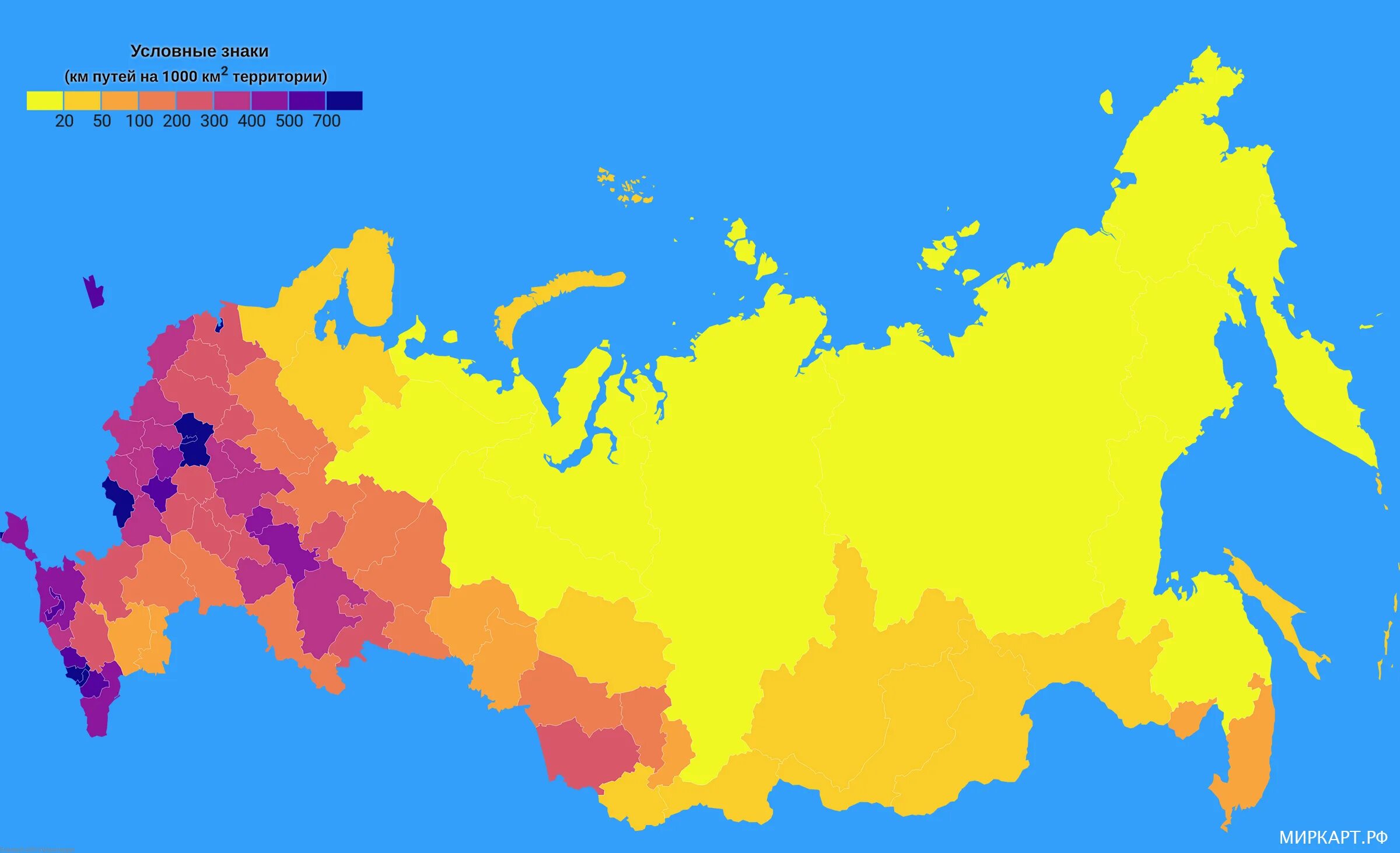 Плотность дорог россии