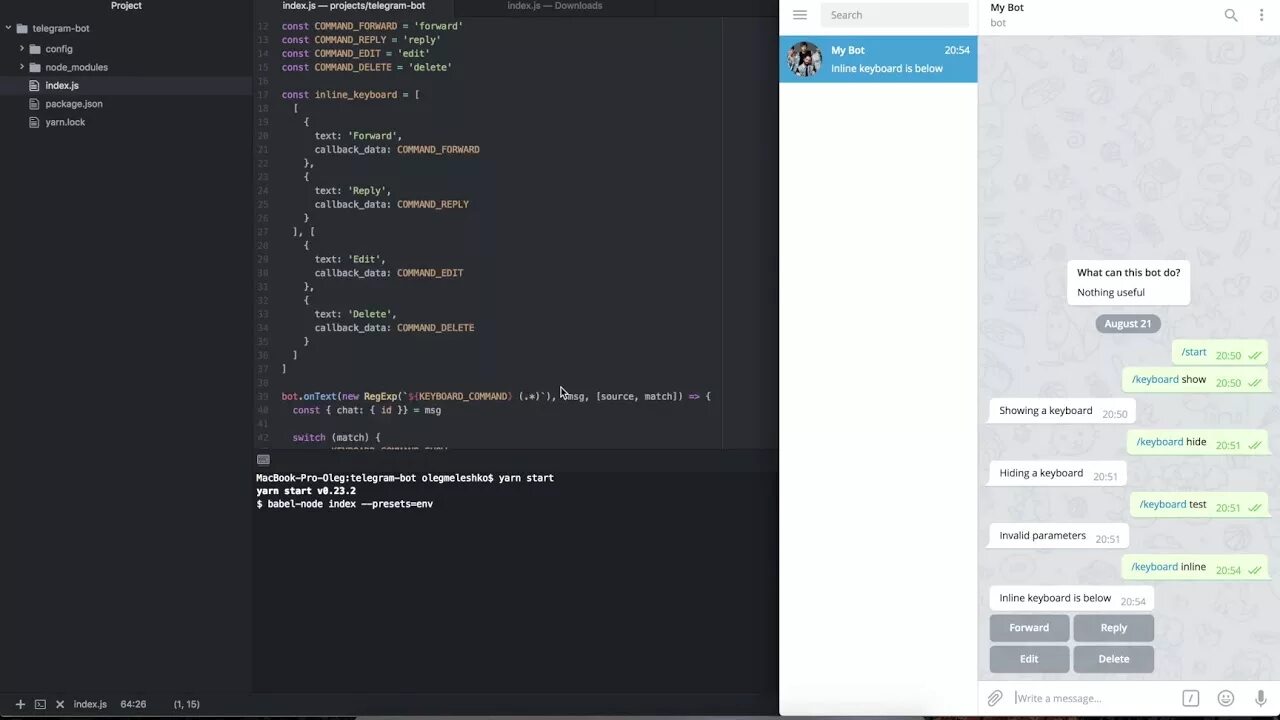 Inline кнопки в Telegram. Node js forward телеграмм бот. Админ панель телеграм бот. Бот телеграм JAVASCRIPT.