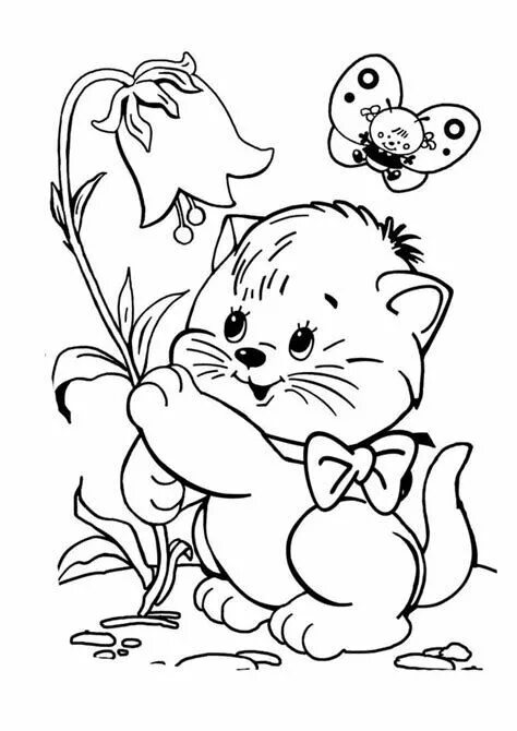 Картинка раскраска котенок для детей распечатать Pretty Image of Kittens Coloring Pages  Cat coloring page,