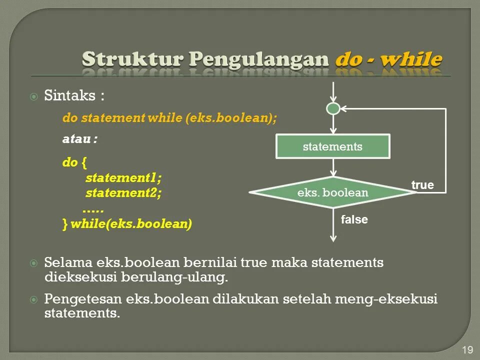 While boolean. While boolean