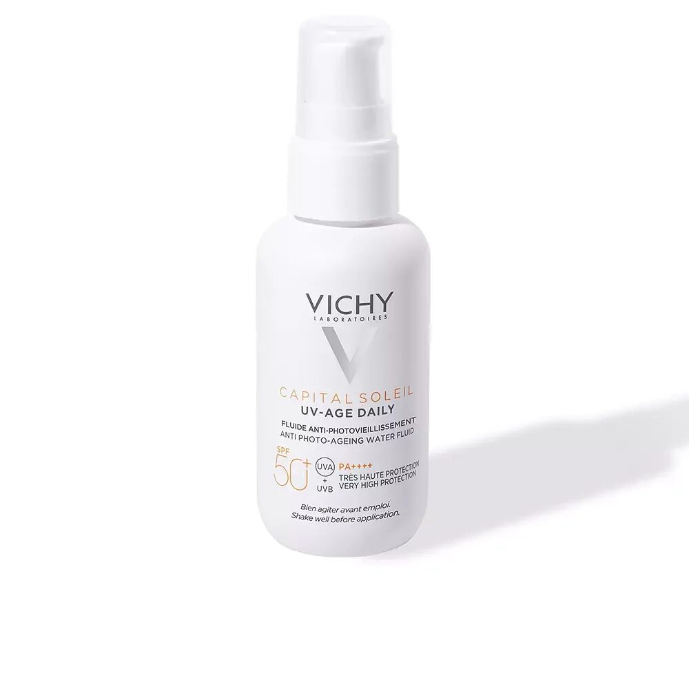 Vichy флюид SPF 50. Виши флюид солнцезащитный 50+. Vichy антивозрастной флюид "Capital Soleil UV-age Daily SPF 50" 3 мл. Vichy солнцезащитный флюид spf50+.