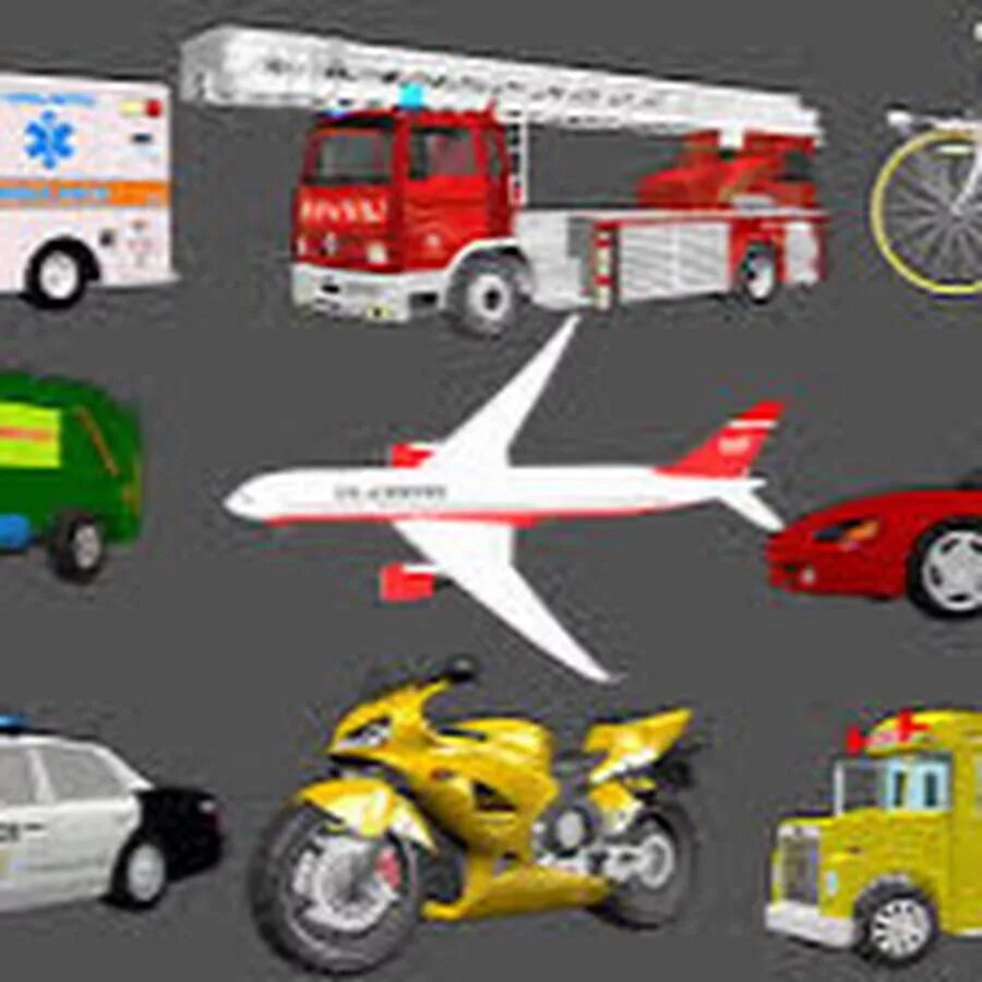Learn vehicles. Learn transport vehicles. Transportation sounds names and sounds of vehicles. Cars and trucks: ambulance, police. Learn vehicles.