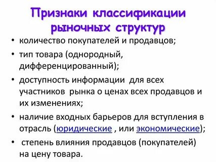 Виды рынков сообщение