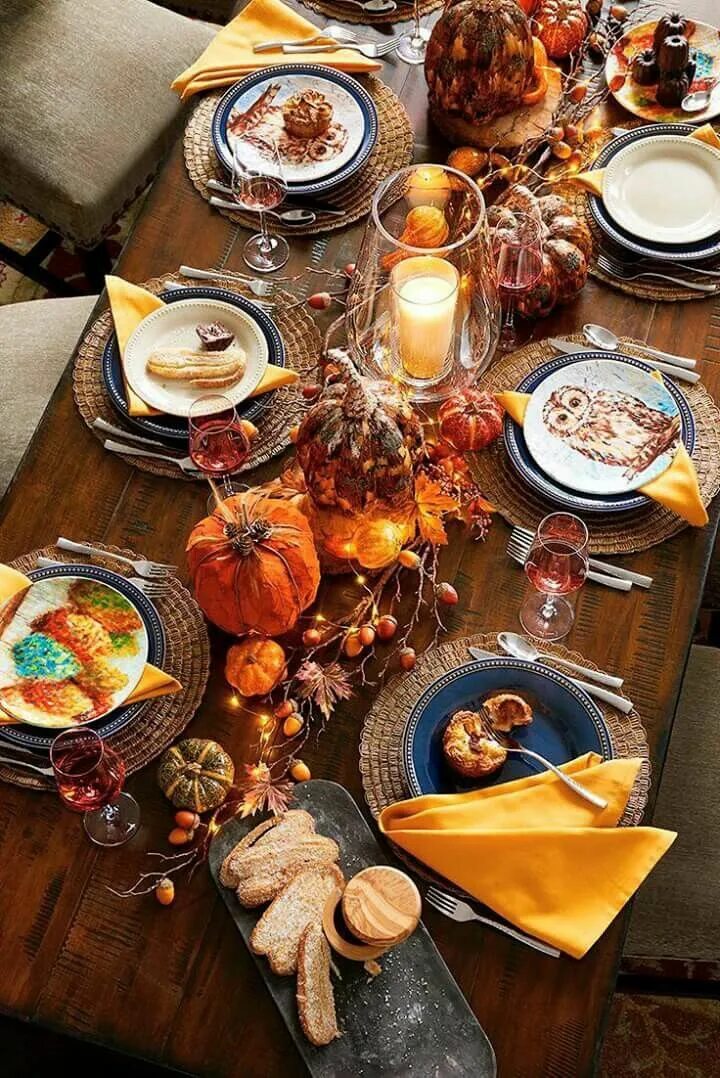 Сервировка стола в осеннем стиле. День Благодарения. Сервировка стола в стиле осень. День Благодарения сервировка стола.