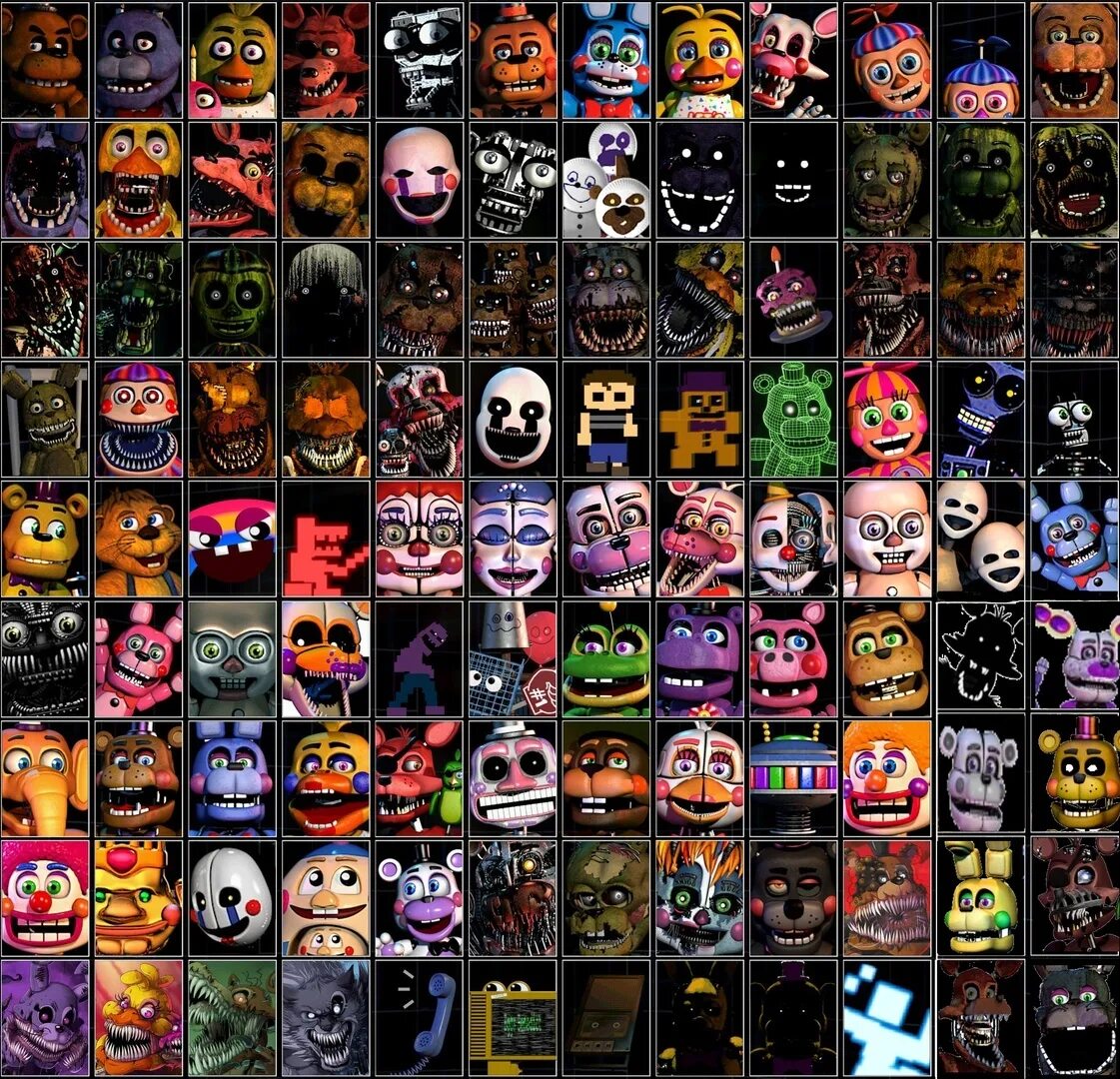 Все аниматроники фнаф 7. Ultimate Custom Night Вики. Ultimate Custom Night (itch). Ultimate Custom Night Roster. ФНАФ 7.