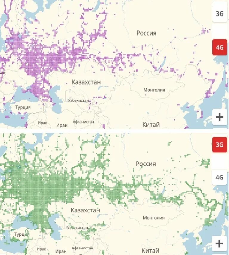 Зоны покрытия сотовых сетей