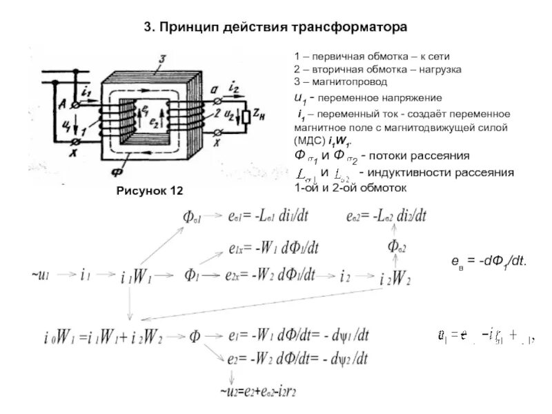 Эдс в трансформаторе. Уравнение магнитодвижущих сил трансформатора. Магнитодвижущая сила трансформатора. Принцип действия ЭДС трансформатора. Вторичная обмотка трансформатора к=12000.