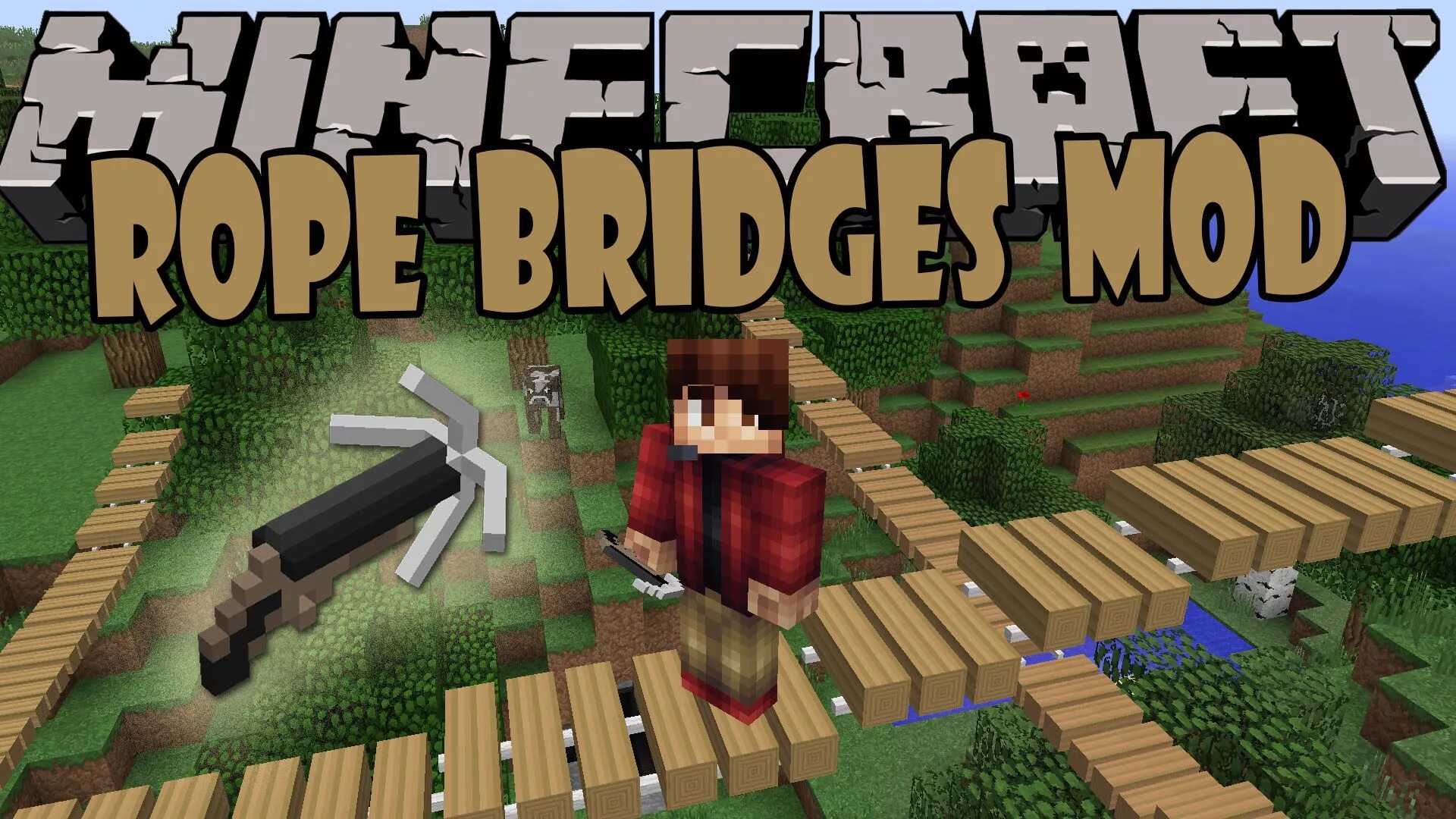 Grapple mod 1.12 2. Веревочный мост майнкрафт. майнкрафт мод на подвесные мосты. rope bridge 1.12.2. мод на крюк.