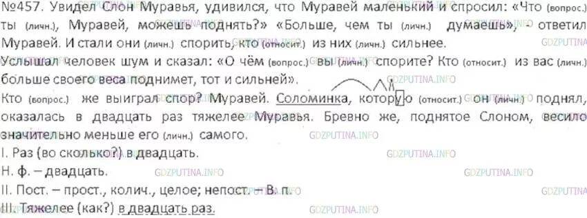 Кто же выиграл спор муравей соломинка. Гдз по русскому 6 класс номер 457. Русский язык 6 класс упражнение 457. Русский упр 457. Русский язык 6 класс ладыженская упр 457.