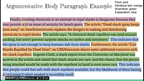 The text is an example of