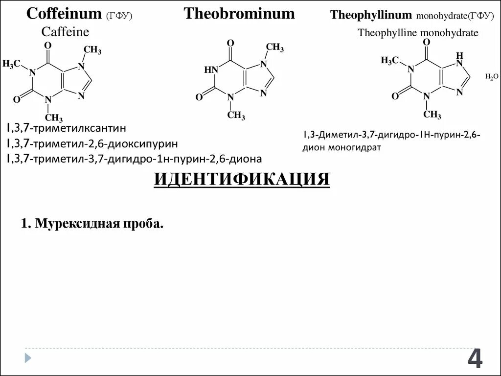 Мурексидная проба на теофиллин реакция. Мурексидная проба на производные Пурина. Мурексидная проба на эуфиллин. Кофеин мурексидная проба реакция.