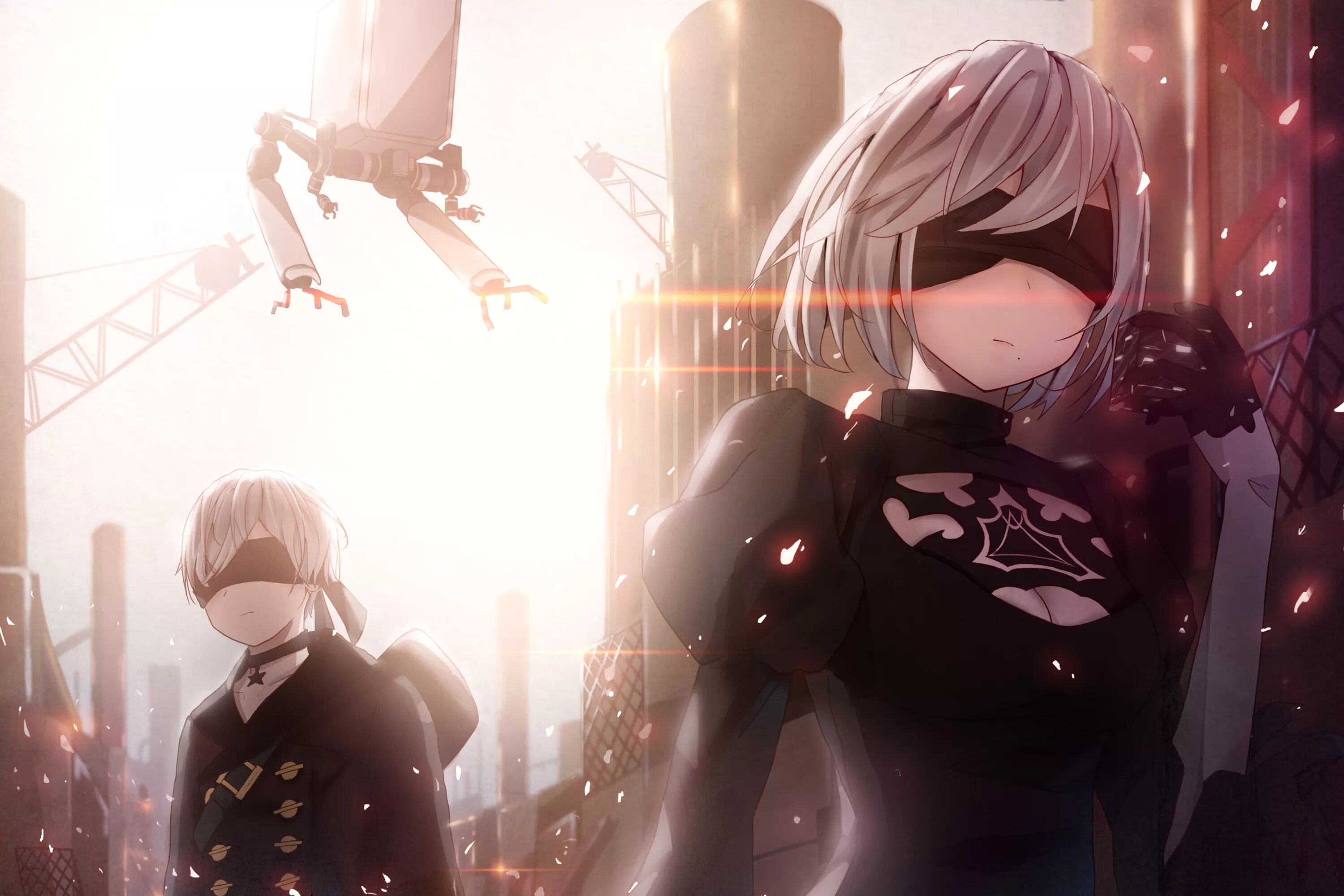 Игра девочка с братом. Аниме ниер аутомата. Ниер автомата 2b аниме. NIER Automata 2b и 9s. Black 2b NIER.