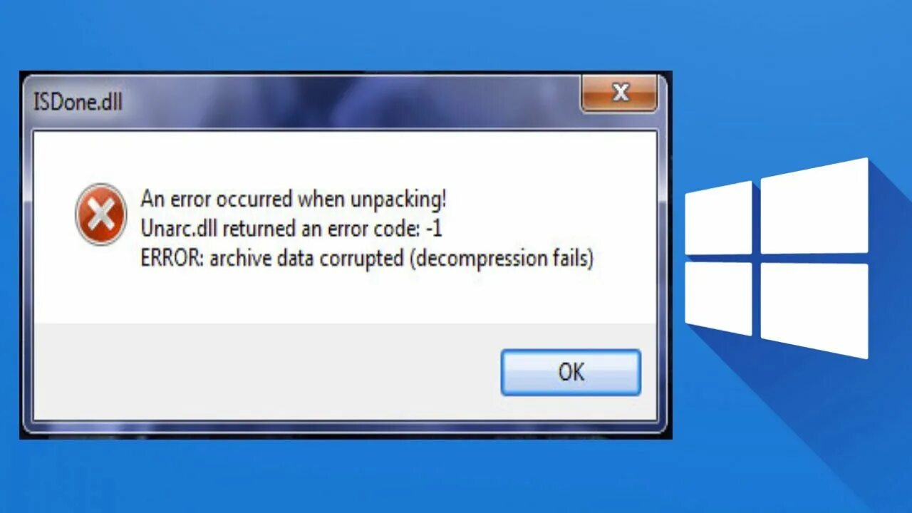 ISDONE.dll. Ошибка ISDONE.dll. Error Archive data corrupted Decompression fails. Unarc dll 64