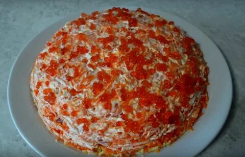 Вкуснейший салат с красной икрой