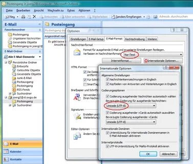 Outlook входящие кодировка