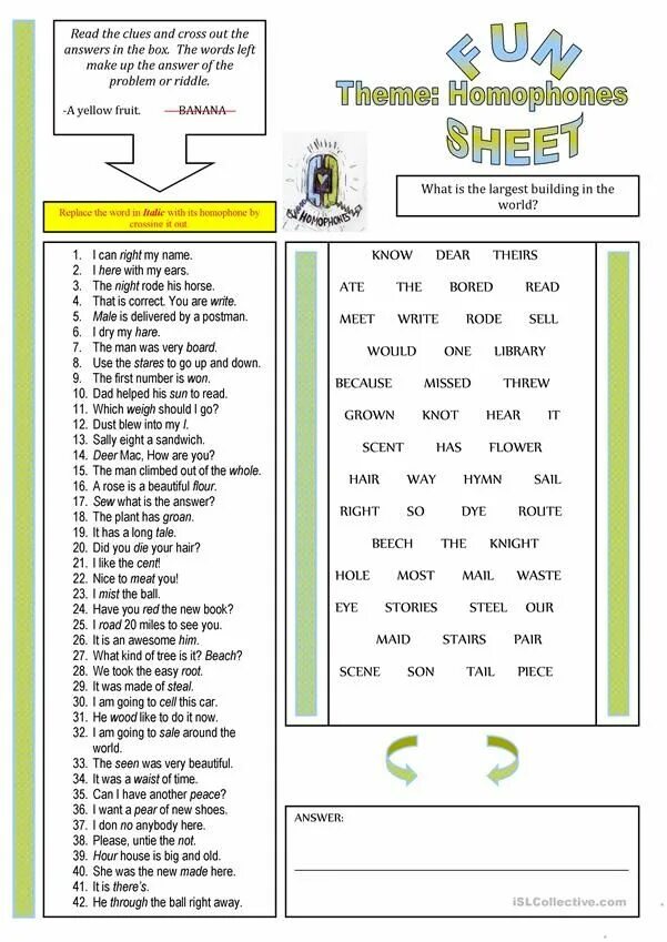 Read the clues and write the words