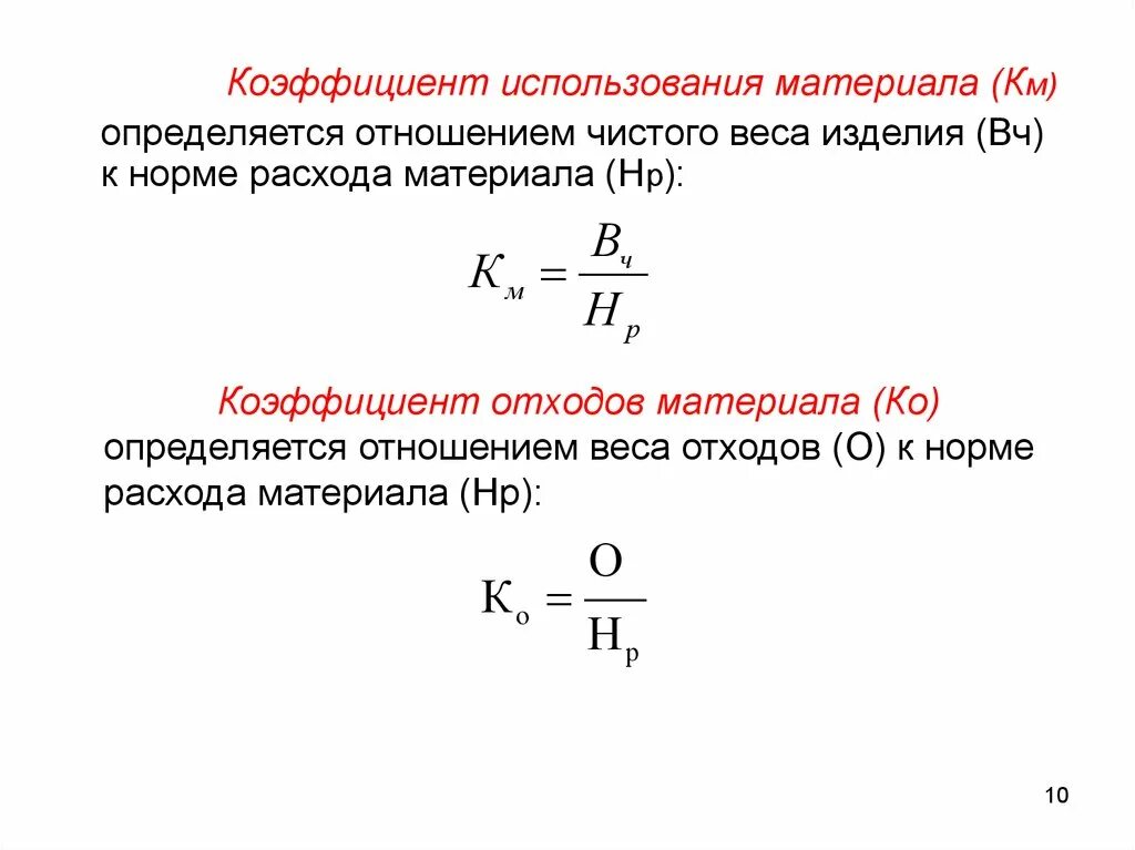 Коэффициент использования изделия