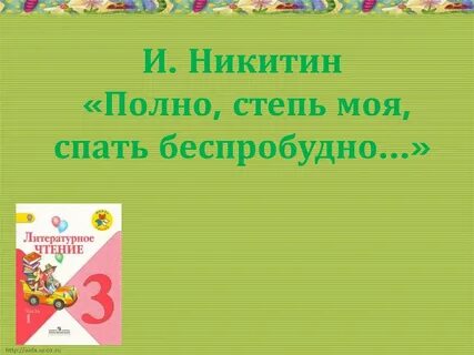 Полно степь моя