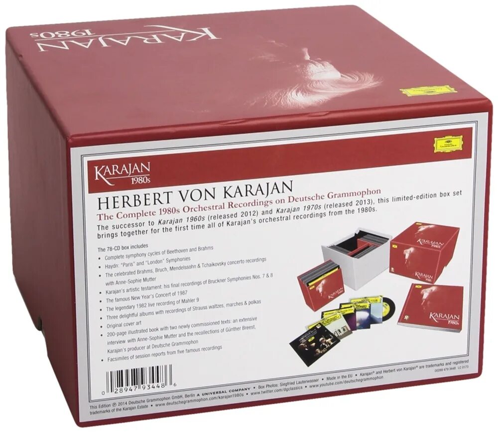 Cd 78. Herbert von Karajan - complete recordings on Deutsche Grammophon (240 CD Universal Music Japan 2008). Караян Box cet 50 CD Юж Корея. Herbert won Karajan_the Legendary Decca recordings(Decca 9cds. Karajan in Moscow.