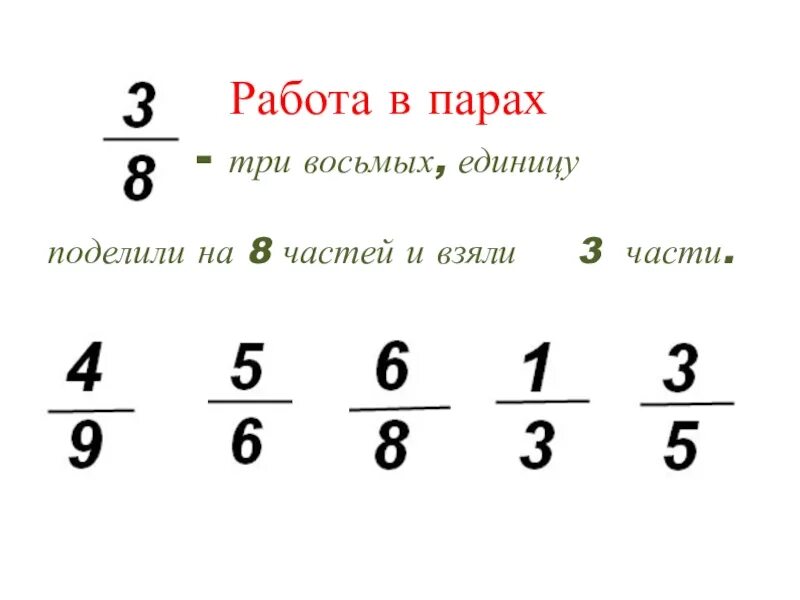 4 8 сколько в дробях. Три восьмых. Доли и дроби. Доли обыкновенные дроби. Три восьмых обыкновенные дроби 5 класс.