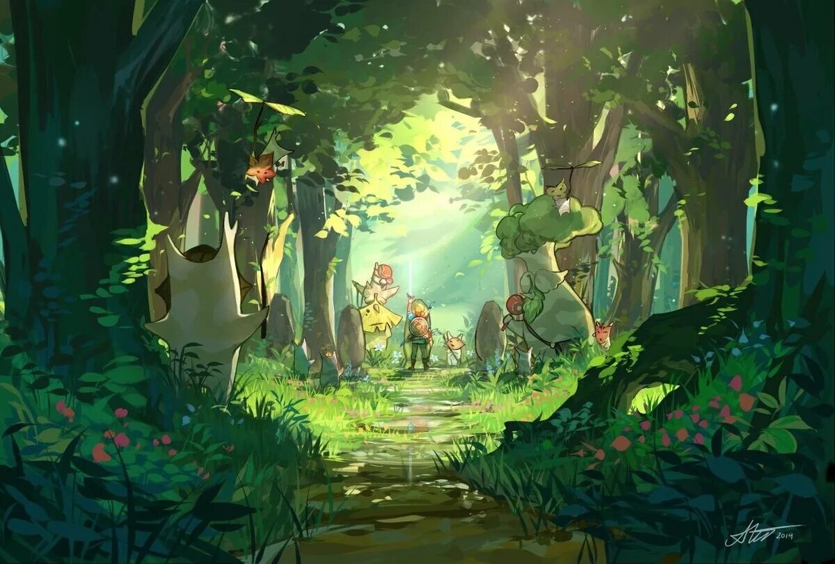 Лес нейросеть. Zelda Breath of the Wild лес. Zelda Korok Forest. Zelda Breath of the Wild 2 Art. Казуальный лес арт.